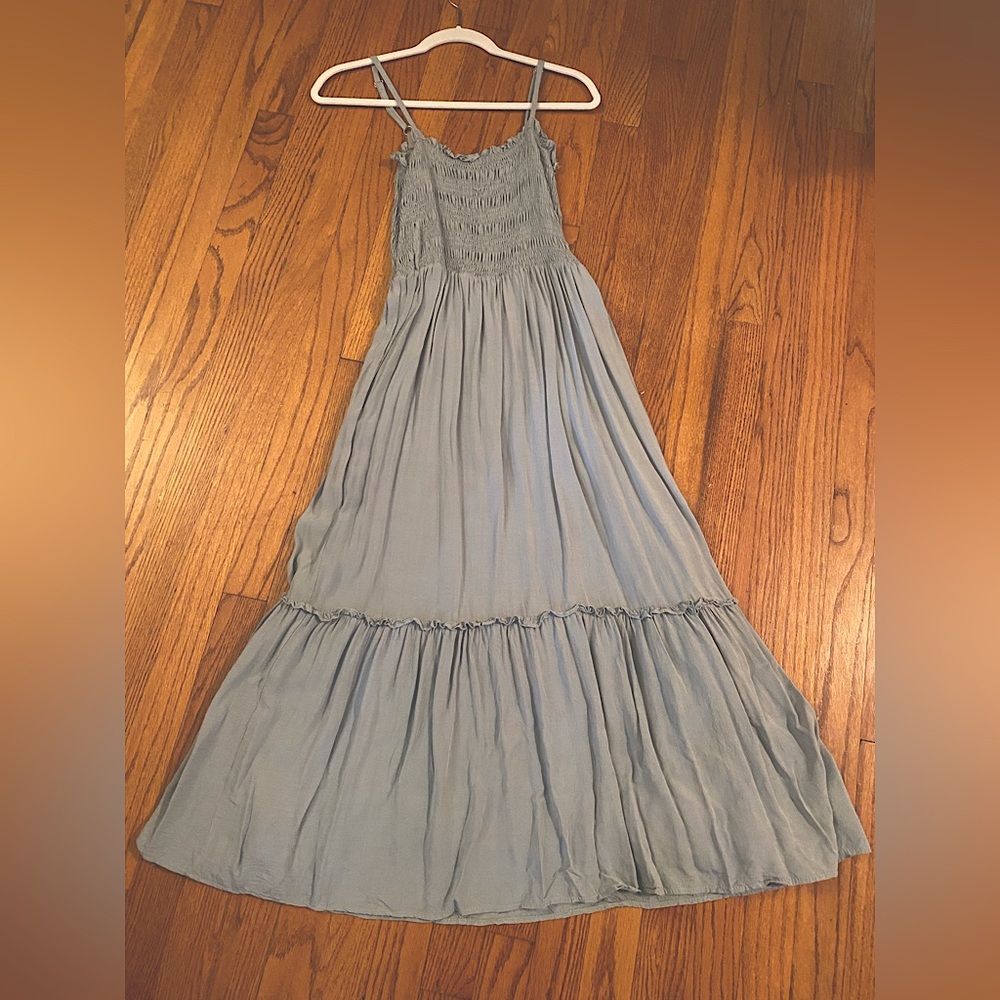 Light Sage, Smocked Bust Maxi, Large